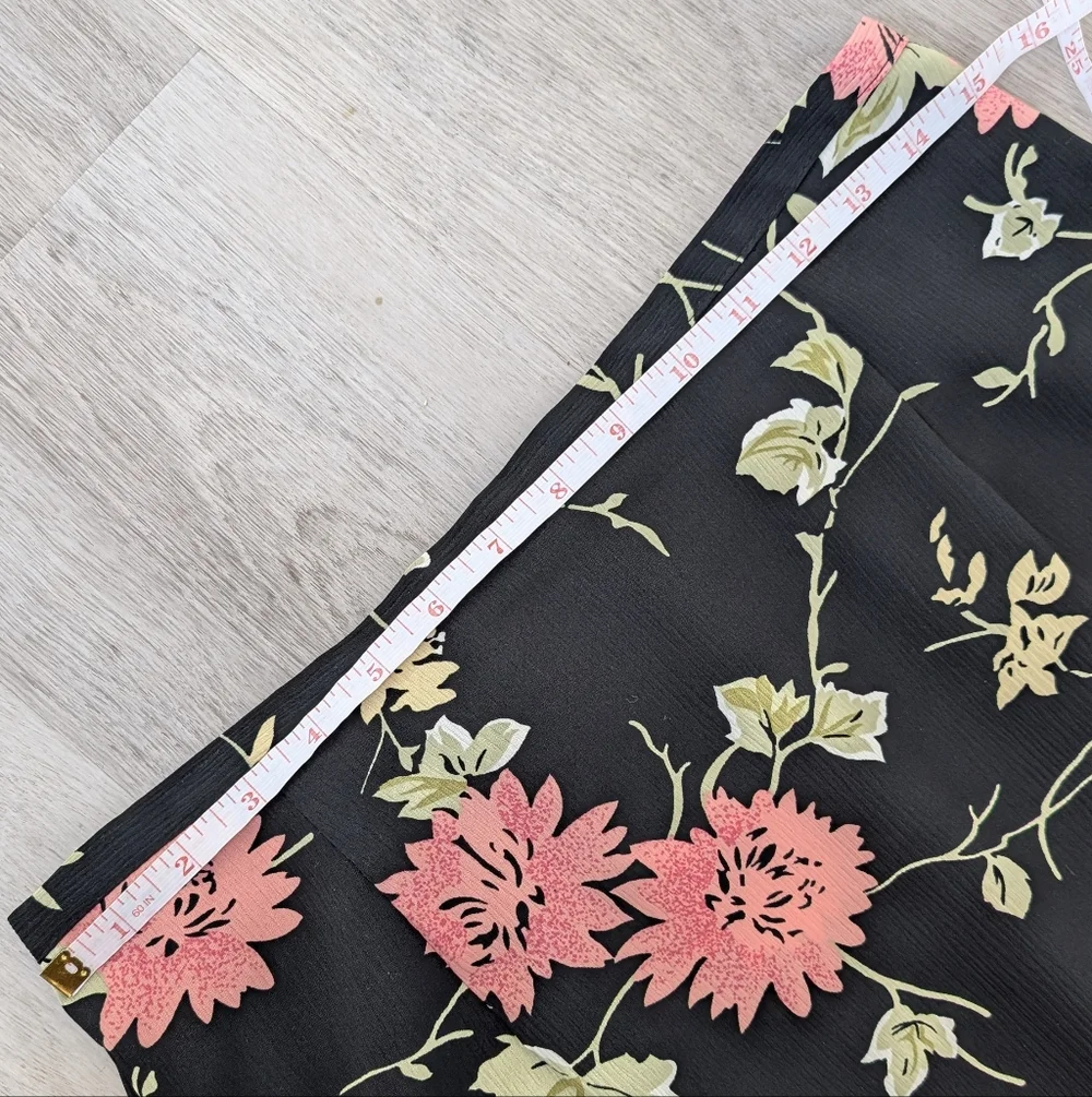 Vintage Carroll Reed Made In Canada Floral Fairy Festival Black Midi Skirt Sz M - Picture 6 of 8